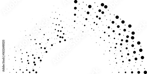 Half-circle shape with irregular long dotted rays extending both inward and outward.