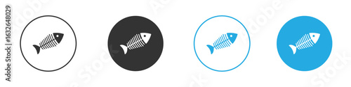 Fishbone icon in editable flat vector in black and white