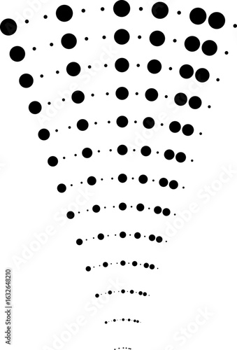 Symmetrical dotted beam pattern with evenly spaced radial rays in a circular form.
