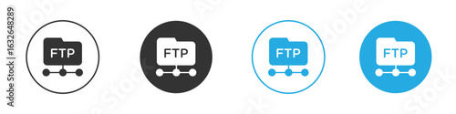 FTP icon in editable flat vector in black and white