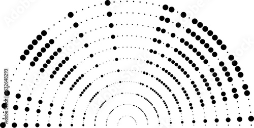 Long regular dotted rays arranged symmetrically in a semicircular radial format.