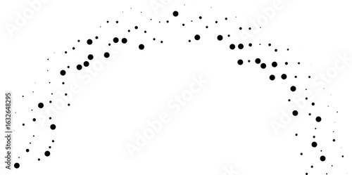 Semicircular layout with irregular dotted rays extending inward from the outer arc.