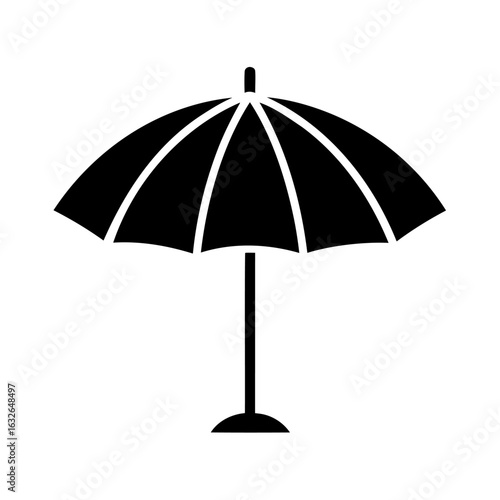 Classic Open Umbrella Symbol with Handle and Base