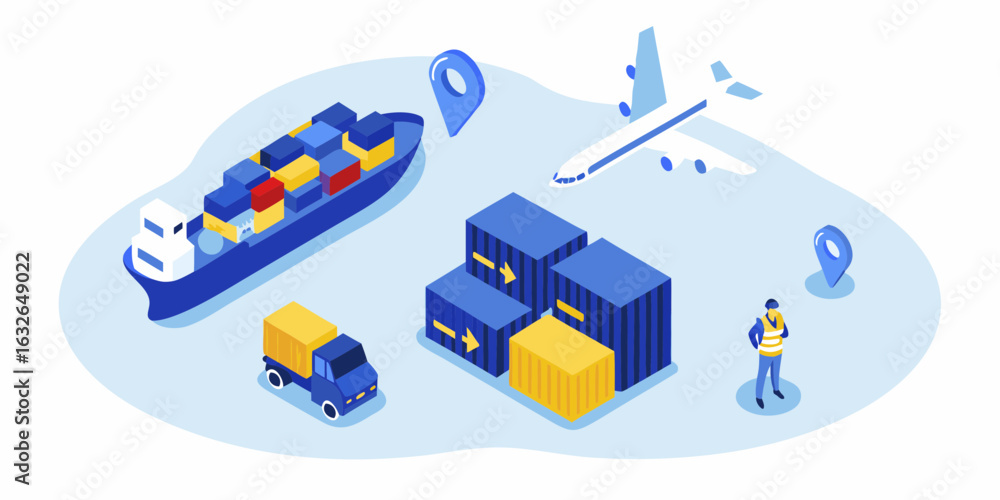 Fototapeta premium Global logistics and shipping transportation network illustration