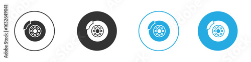 Disk brake icon in editable flat vector in black and white