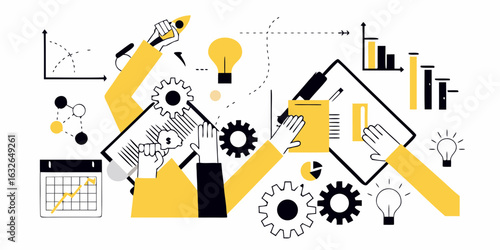 Teamwork and innovation for business growth and success