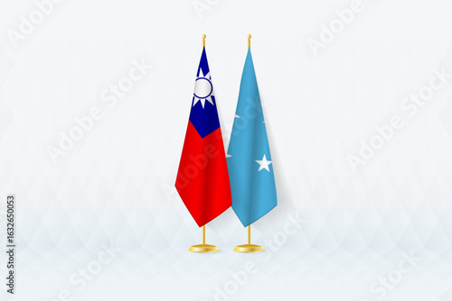 Taiwan and Micronesia Flags Side by Side, Symbol of International Partnership.