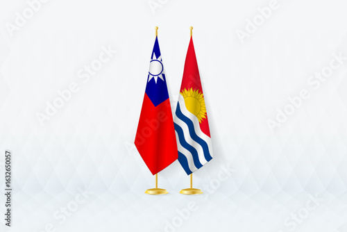Taiwan and Kiribati Flags Side by Side, Symbol of International Partnership.