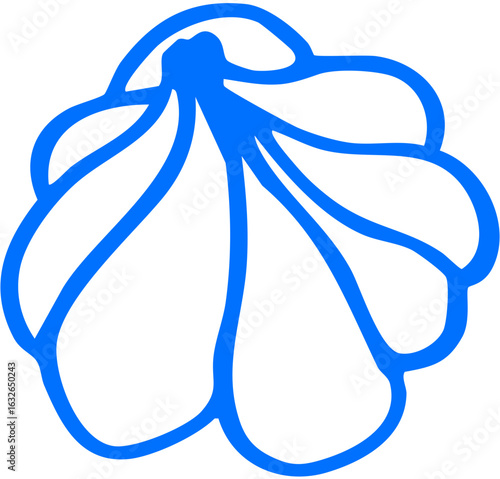 A garlic bulb with pointed cloves and curved lines, spice or herb illustration