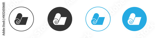 Carpet roll icon in editable flat vector in black and white