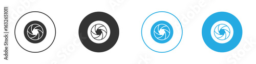 Camera shutter icon in editable flat vector in black and white