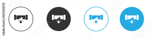 Broken pipe icon in editable flat vector in black and white