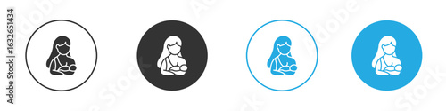 Breastfeeding icon in editable flat vector in black and white