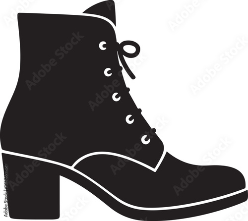 Elegant Women’s Heels Lace-Up Boot Silhouette Vector Illustration for Fashion Design
