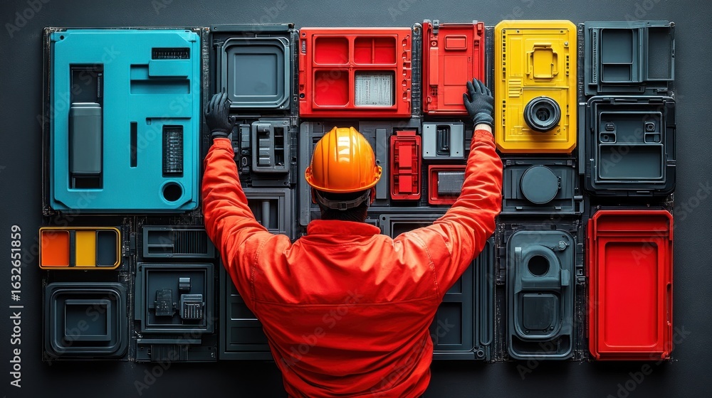 Fototapeta premium Technician working with colorful modular components