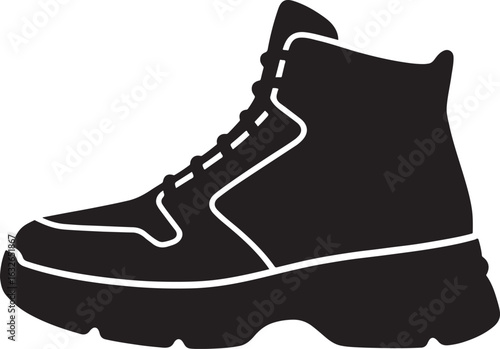 Rugged Urban Hiking Lace-Up Boot Silhouette Vector for Outdoor Adventure Designs