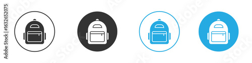 Backpack icon in editable flat vector in black and white