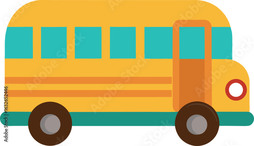 Flat Design Yellow School Bus Icon