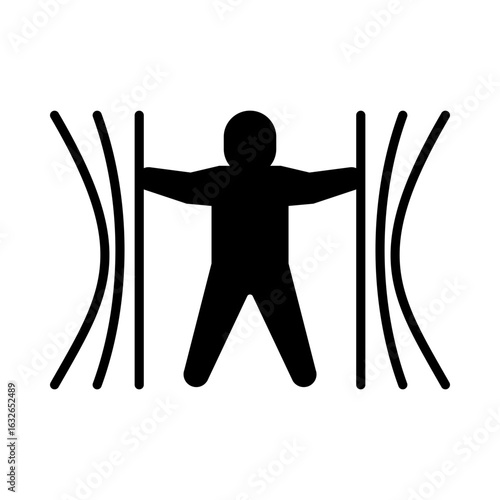 Person Breaking Through Barriers Icon. Resilience Icon. Overcoming Adversity and Strength. Mental Toughness Icon. Solid Black Style. Vector Illustration.
