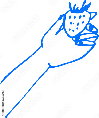 A hand delicately holding a small berry, focused on grip and softness
