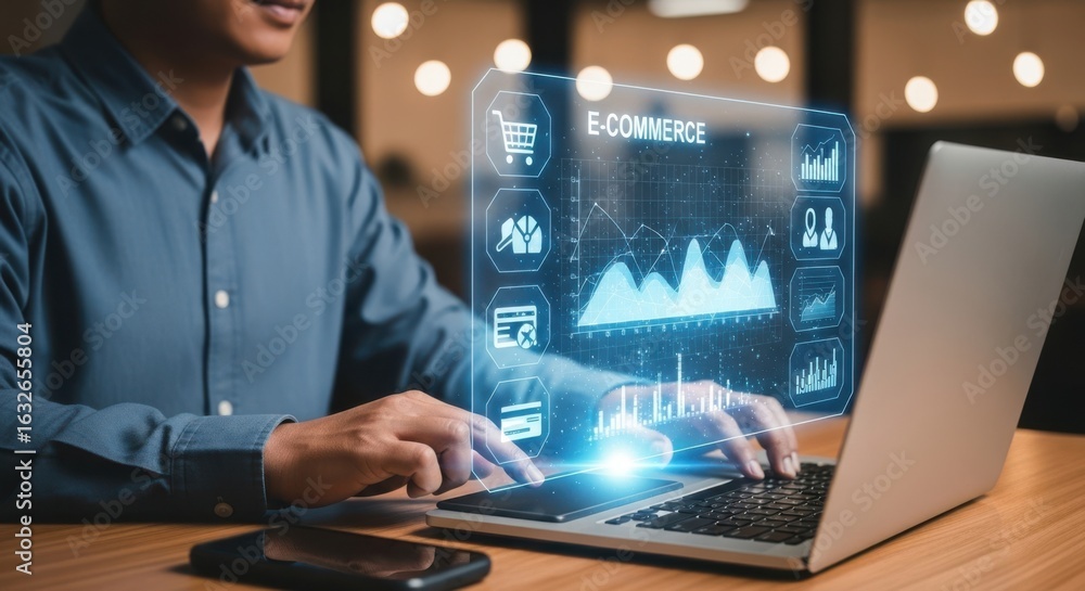 Fototapeta premium Analyzing Digital Commerce Trends for Business Growth
