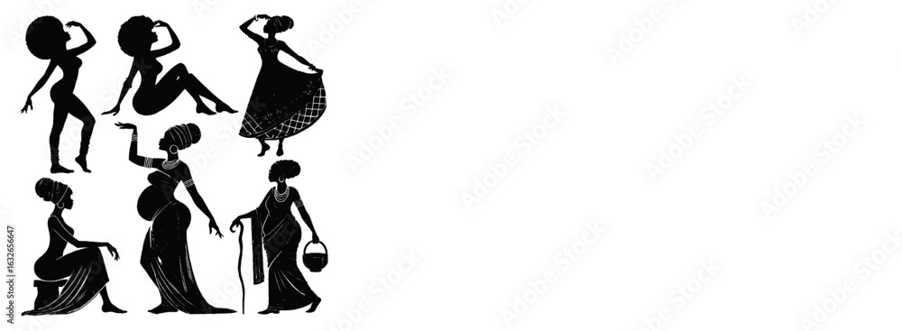Fototapeta premium Silhouettes black women
