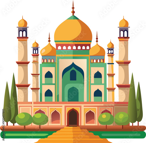 vector illustration of taj mahal agra india