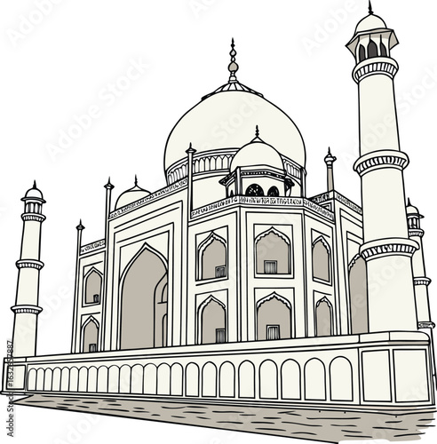 vector illustration of taj mahal agra india