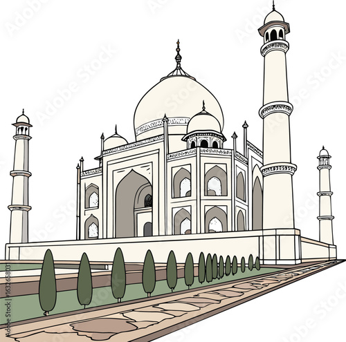 vector illustration of taj mahal agra india
