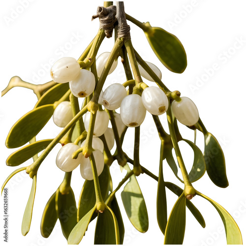 Mistletoe Branch with Berries, a Symbol of Christmas and Holiday Season