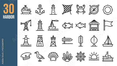 Nautical maritime transport and ocean life icons vector