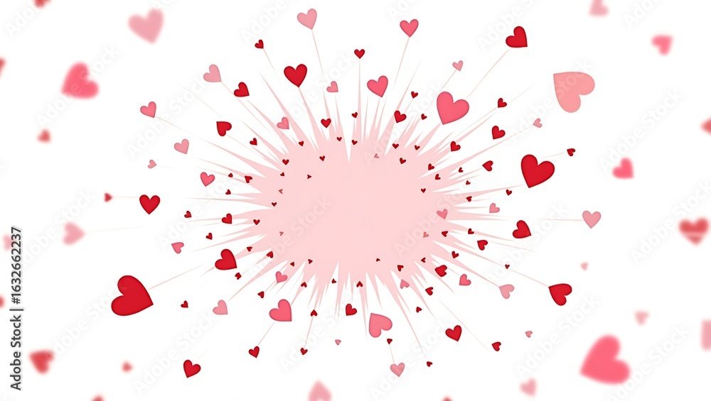 Obraz premium Valentine's day hearts background love heart burst celebration design