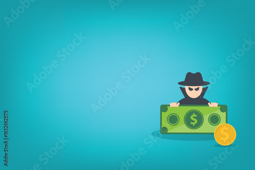 Hacking digital money. Bait website or online crime, thief steal money from online banking app concept, bait scam money.	