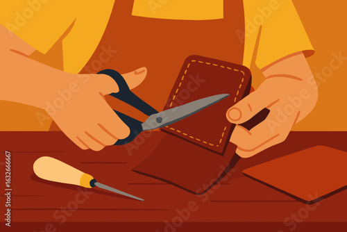Hand stitching leather using an awl and thread is known as leather crafting