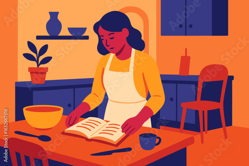 A skilled bookbinding artist concentrated on perfecting her handmade artwork at the workshop