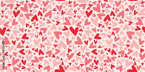Red and Pink Heart Shapes abstract Seamless Pattern