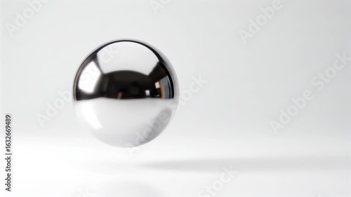 Metallic sphere floating in a minimalist white environment  