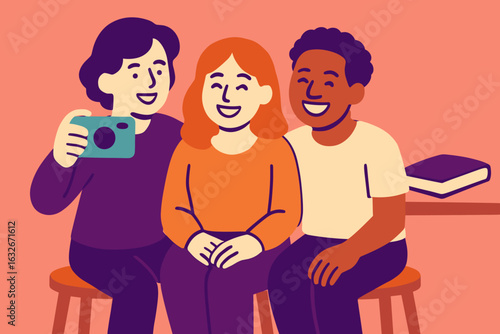 Flat vector illustration of a diverse group of young multiethnic business team isolated on a white background