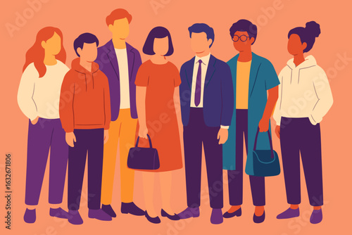 A collection of youngsters are positioned standing upright next to one another