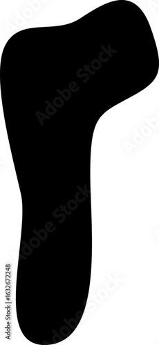 Black abstract shape with a minimalist approach and freeform flowing contours.