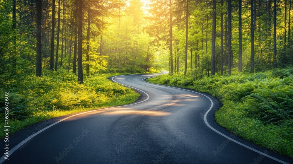 Fototapeta premium Winding road through vibrant forest