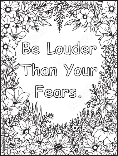 Daily motivation coloring page: Printable floral pattern: Positive words to color