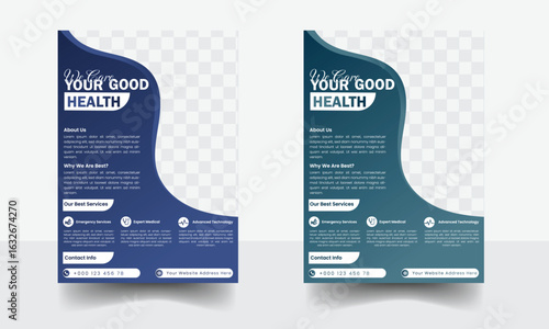 Modern Medical Flyer Template Design, Medical cover a4 template design, Healthcare brochure design, flyer, leaflets decoration for printing vector illustration