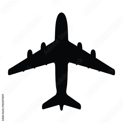 Airplane silhouette vector graphic for aviation enthusiasts and travel industry projects design needs