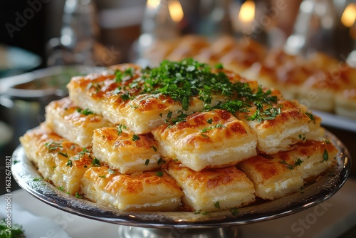 Wallpaper Mural A platter of Lebanese knefeh, featuring layers of pastry and sweet cheese Torontodigital.ca