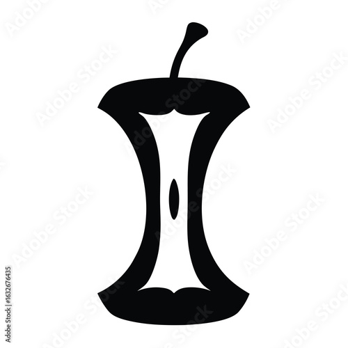 Apple core illustration vector, fruit waste graphic, food scrap icon, organic remains art