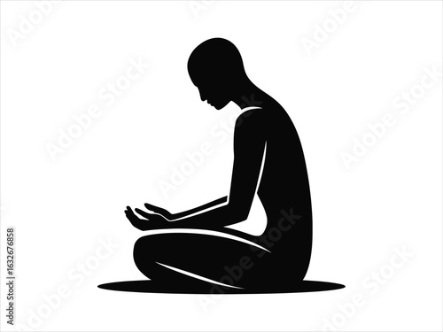 Person kneeling hands cupped black