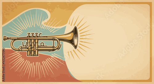 Trumpet Music for Mexican Independence Day Celebration, Retro Fiesta, Cultural Event Announcements, Vintage Festival Flyers, September Celebration