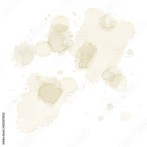 Watercolor drops, faded beige splatter with soft ink stains for abstract handmade background wash texture and vintage creative surface decoration projects

