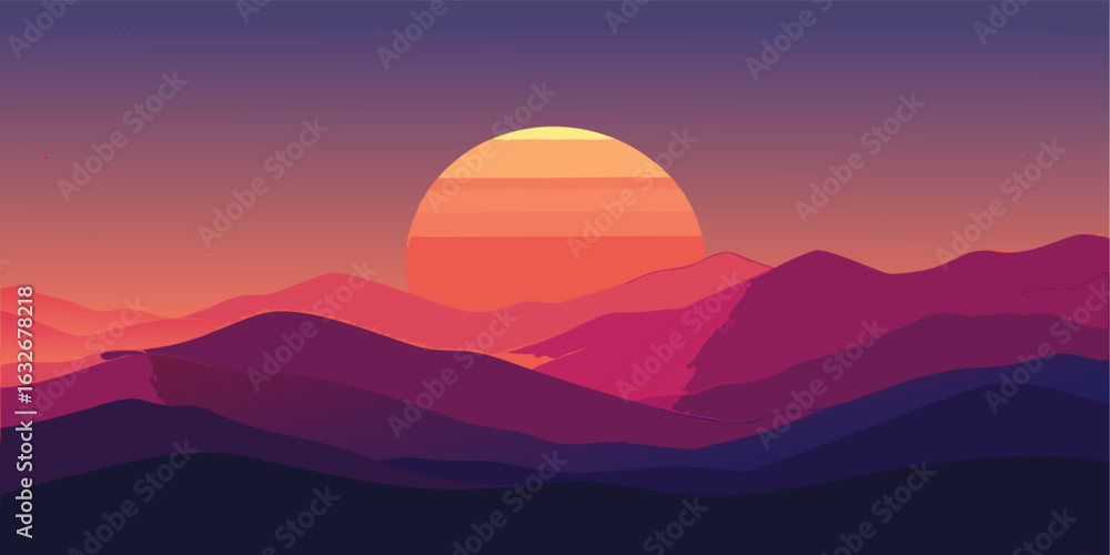 Fototapeta premium Vibrant sunset gradient background featuring smooth transitions from warm orange to rich magenta perfect for digital design and creative projects